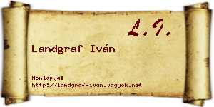 Landgraf Iván névjegykártya