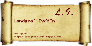 Landgraf Iván névjegykártya